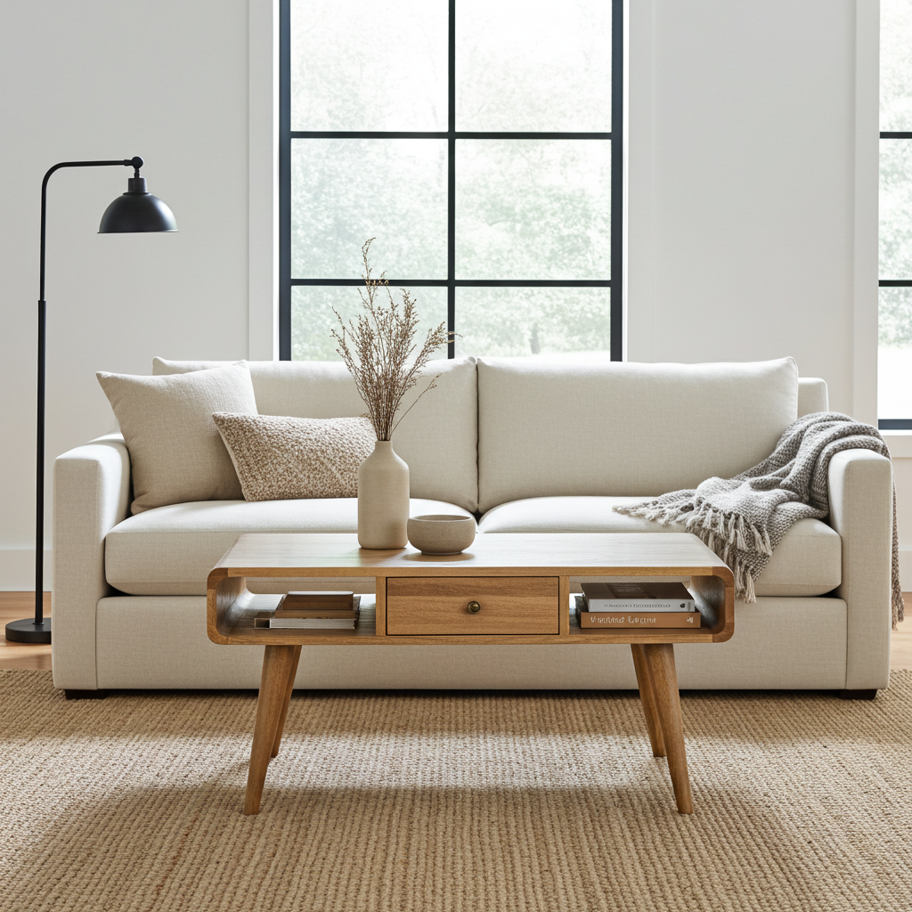 Curved Oak-ish Coffee Table