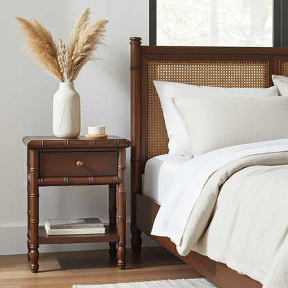 Bamboo Carved Bedside Table | Nightstand